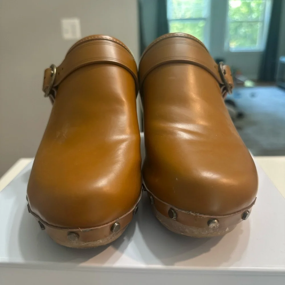 Isabel Marant Étoile Brown Leather Studded Wooden Clogs – Size 39 (US 8.5–9) - Picture 9 of 10